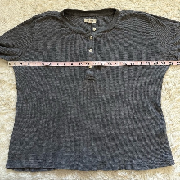 Madewell Top Heathered Thermal Henley Tee Long Sleeve Gray M - Picture 9 of 11